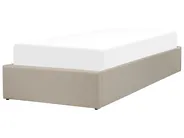 Ottoman Bed without Headboard DINAN Fabric Taupe 90 x 200 cm (EU Single)_1002105