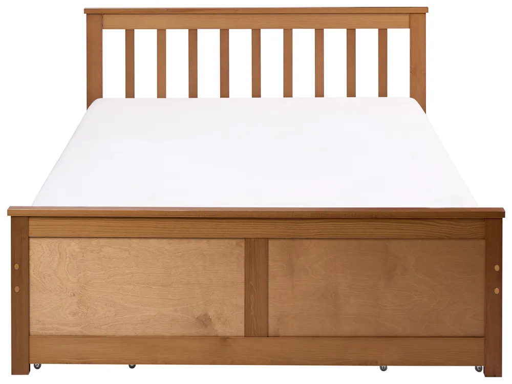 Bed with 4 Drawers OLENDON Pine Wood Brown 120 x 200 cm (EU Small Double)_1068953