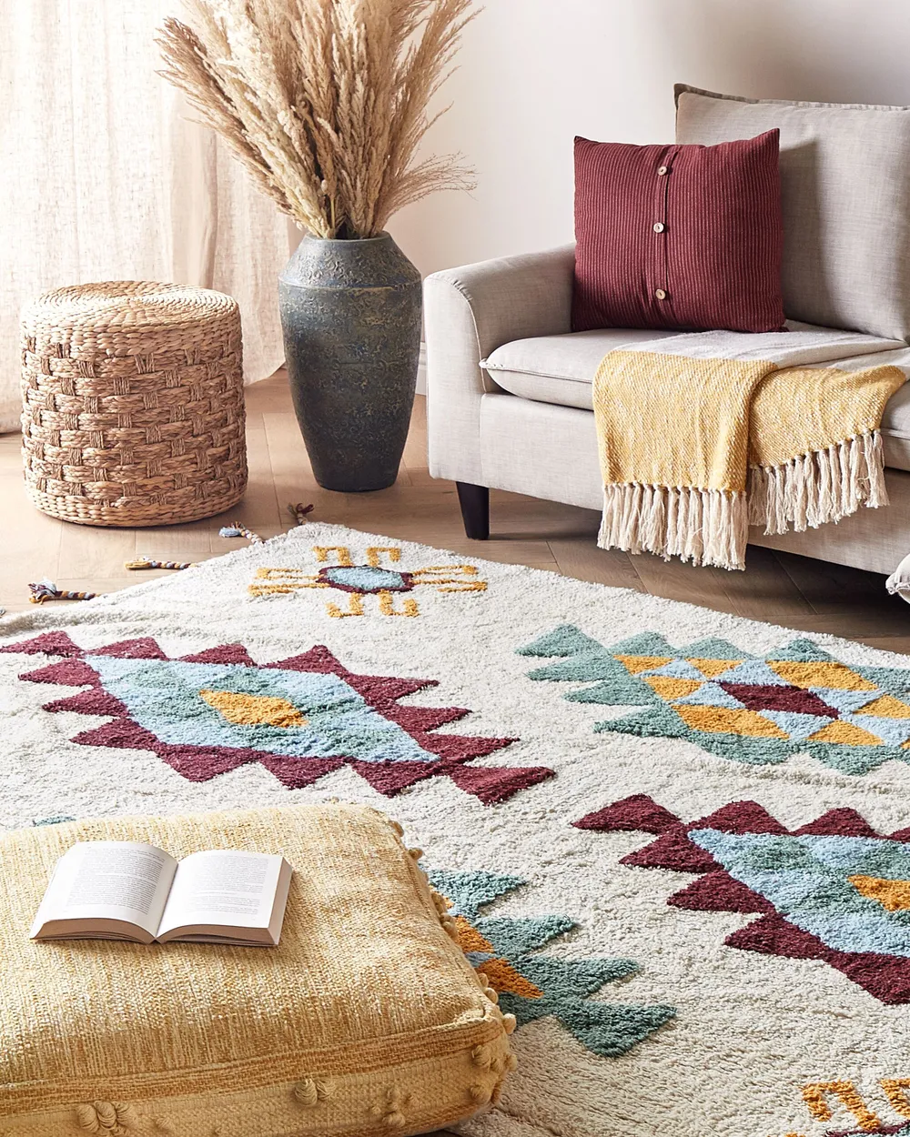 Rug DUZCE Beige 140 x 200 cm Cotton