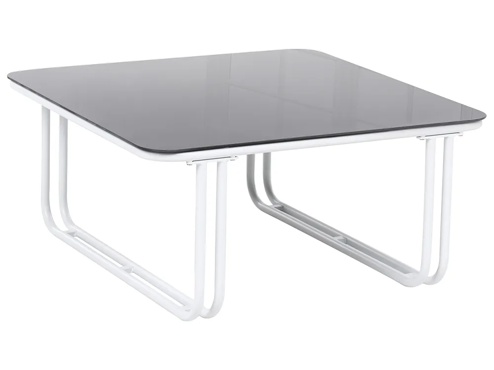 Garden Lounge Set with Table and Ottoman 3 Seater CAMEROTA  Metal White_1159160