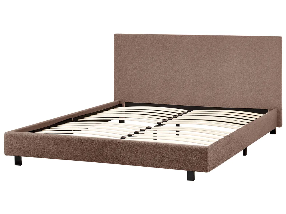 Bed Boucle ALBI 160 x 200 cm (EU King Size) Brown_981630