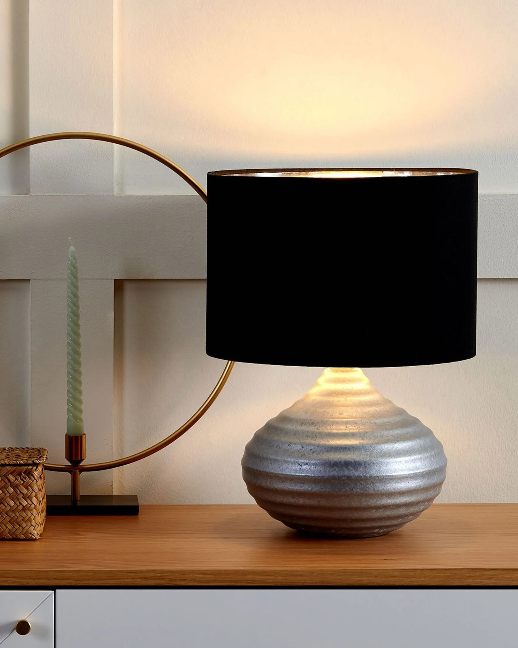 Table Lamp KUBAN Ceramic Silver_690534