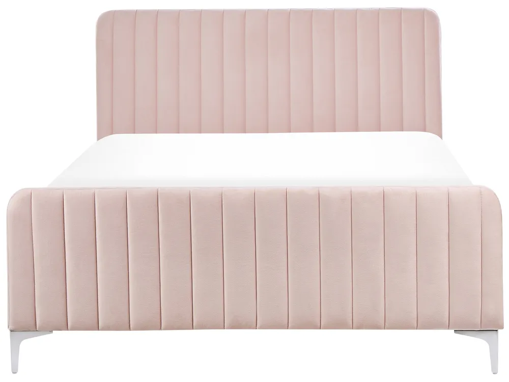Bed Velvet LUNAN 140 x 200 cm (EU Double) Pastel Pink_803494
