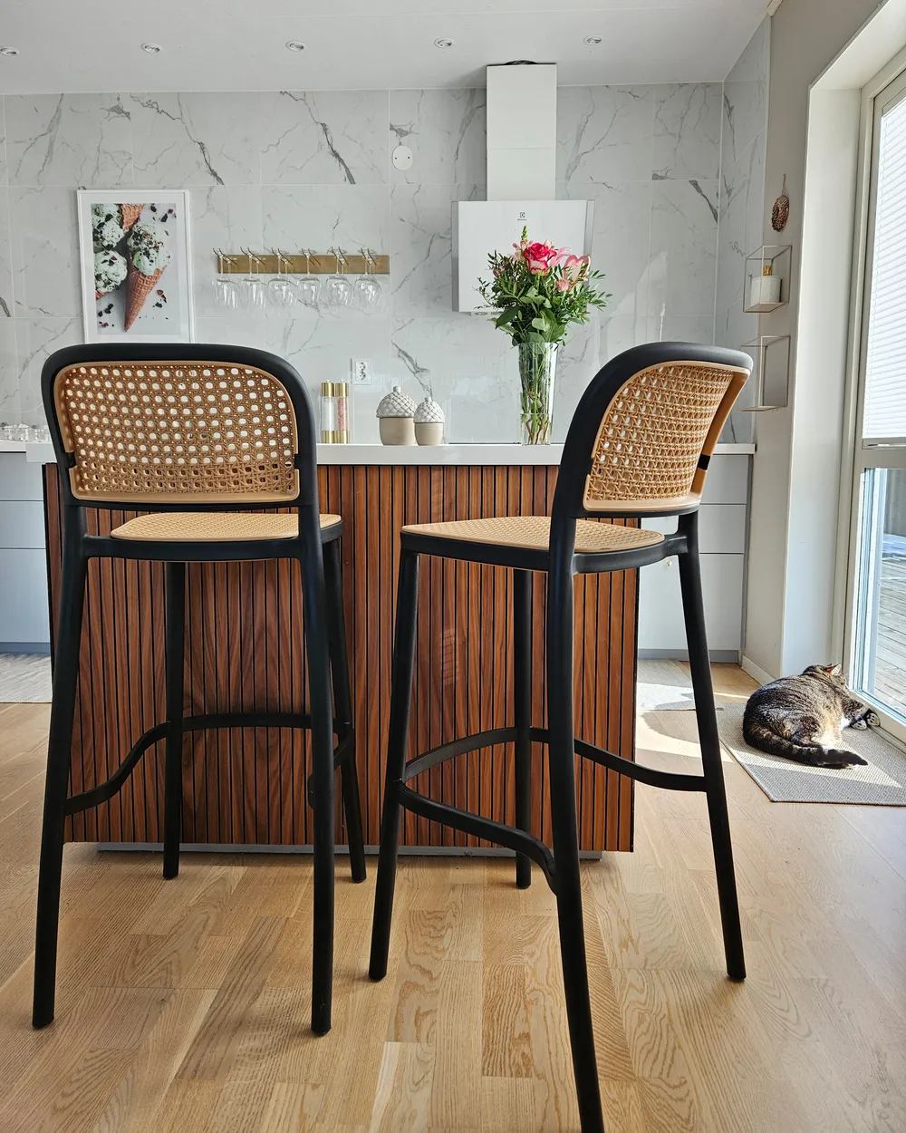 Set of 4 Bar Chairs PLOSE Synthetic Material Beige_967836