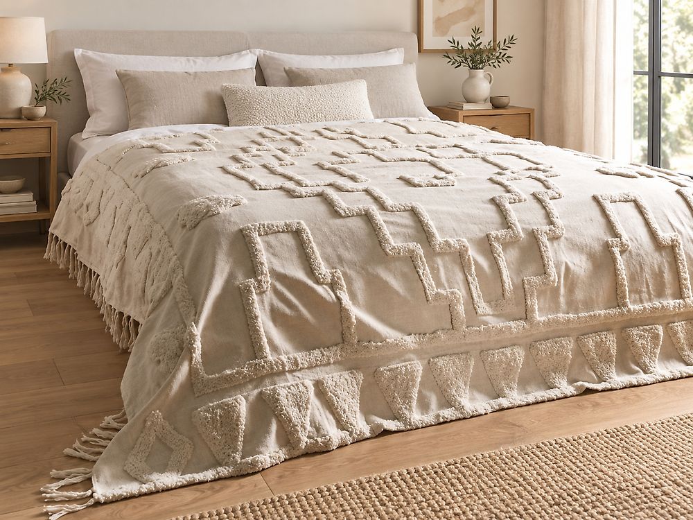 Blanket CHACK Cotton 200 x 220 cm Beige