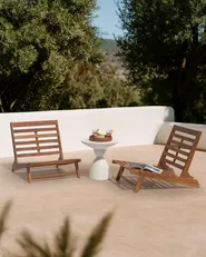 Set of 2 Garden Chairs with Cushions MICCIANO Acacia Wood Off-White_989133