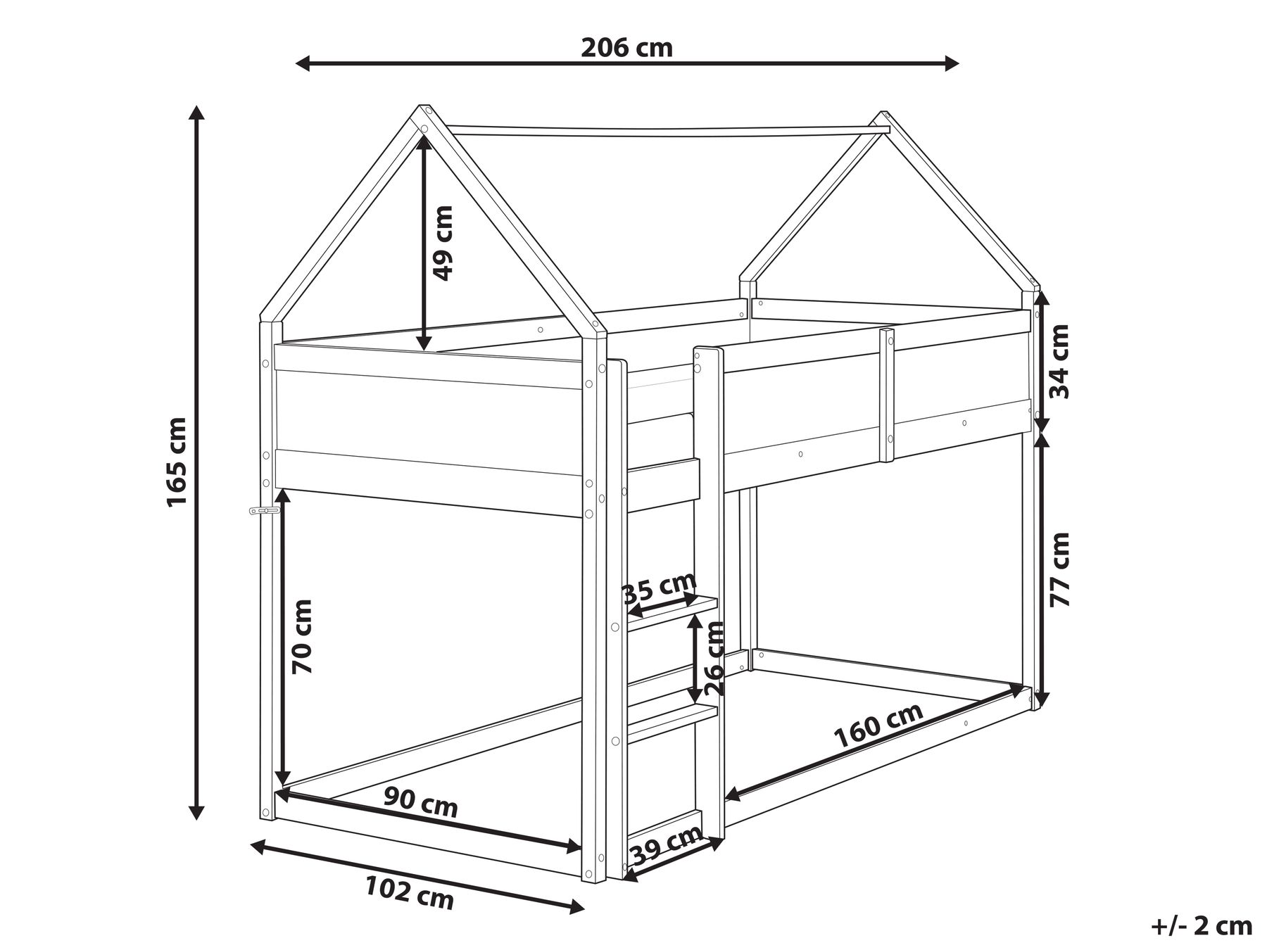Mid Sleeper Bed House Pine Wood DIENNE 90 x 200 cm (EU Single) Grey_968265