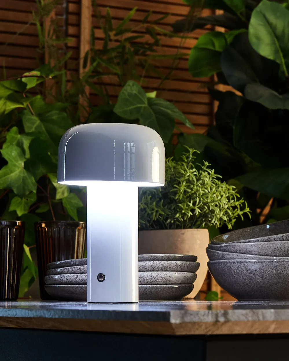 Wireless LED Table Lamp BESOS with Dimmer Metal White