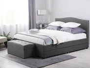 Bed with Storage Drawers MONTPELLIER Fabric Dark Grey 160 x 200 cm (EU King Size) LED_708651