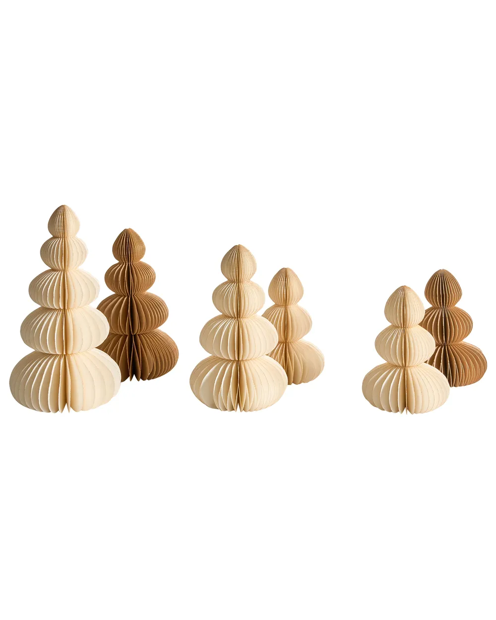 Set of 6 Christmas Decorations RANELVA 14/19/25 cm Christmas Tree Brown/ Beige