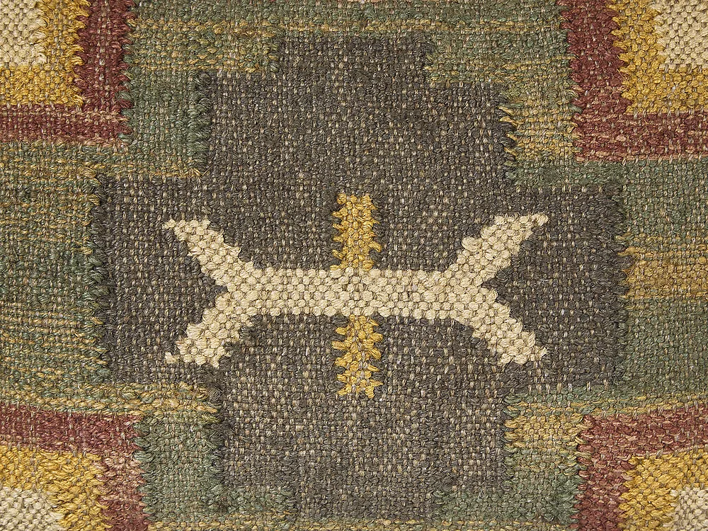 Throw Cushion PULICAT 30 x 50 cm Jute Green Oriental Pattern_848157