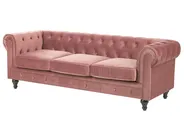 Living Room Set 4 Seater CHESTERFIELD Velvet Pink_778863