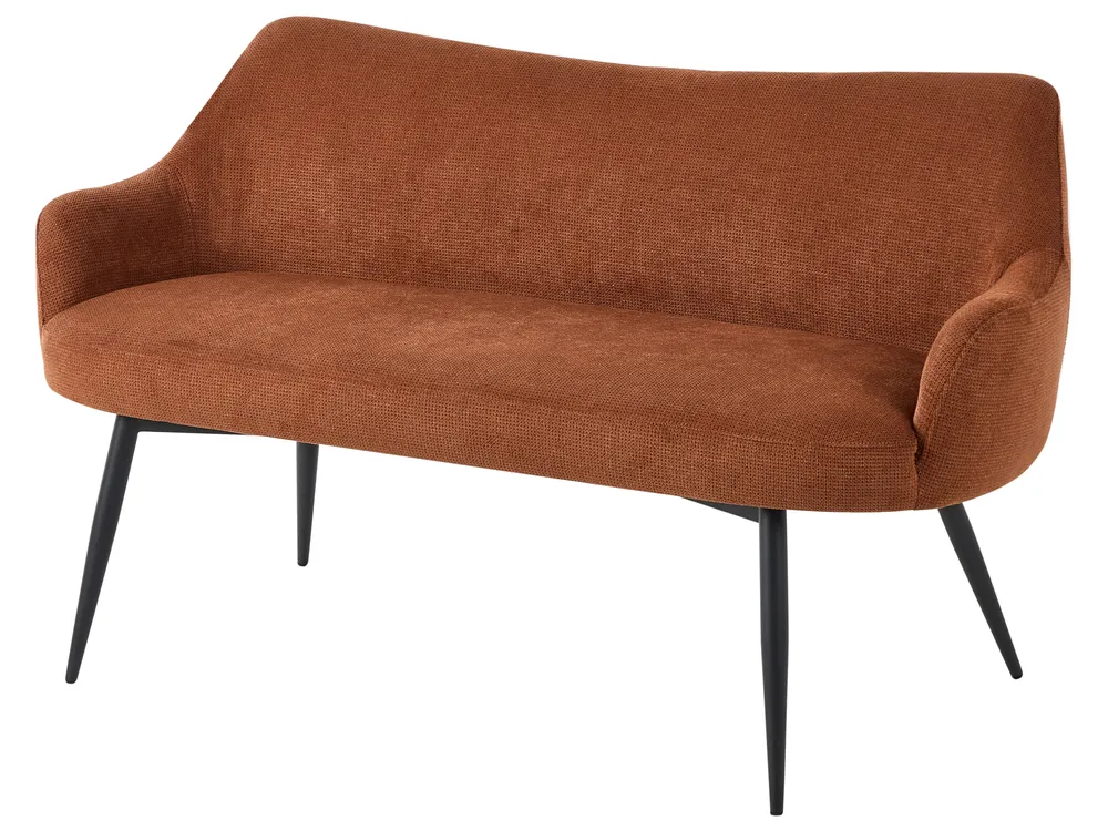 Dining Bench 2 Seater ARENDAL Fabric Golden Brown_1080938
