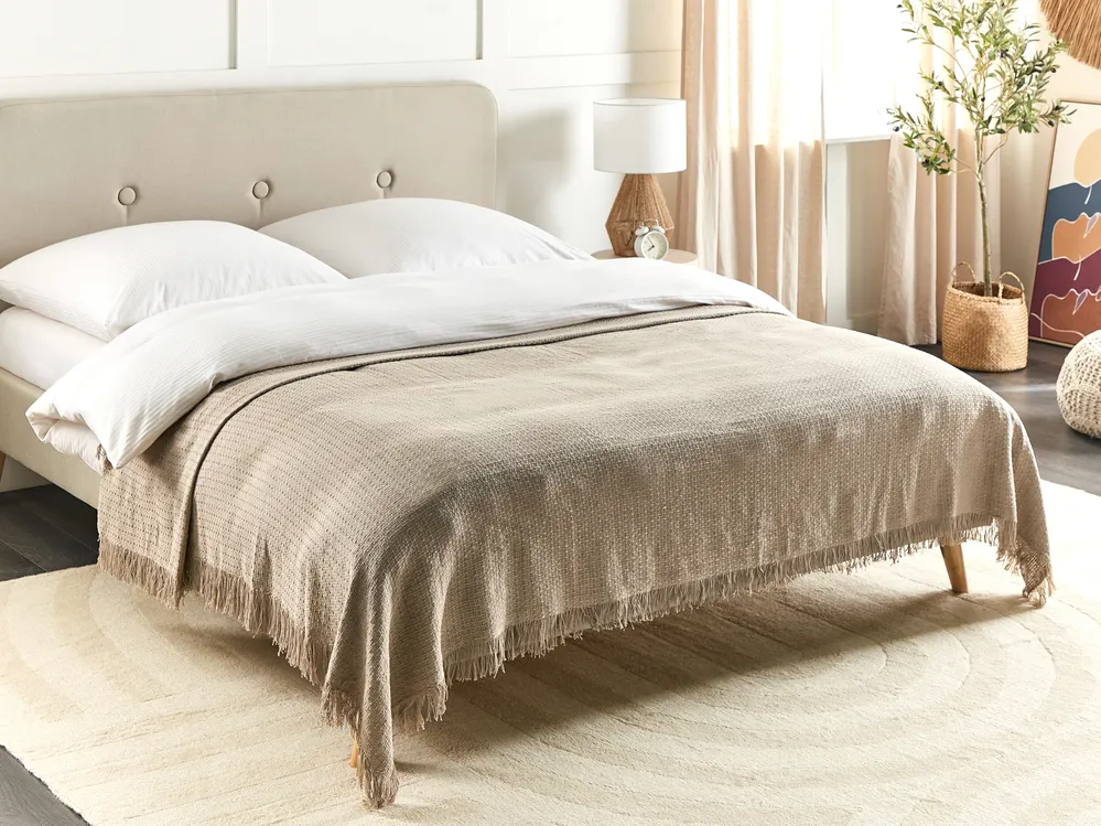 Cotton Bedspread Taupe YERBENT Various Sizes