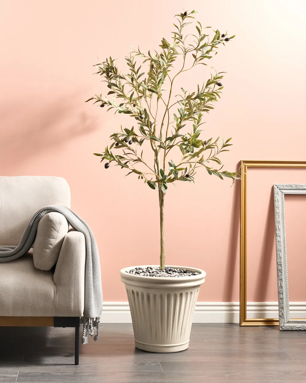 Plant Pot MAIZE 43 cm Light Beige
