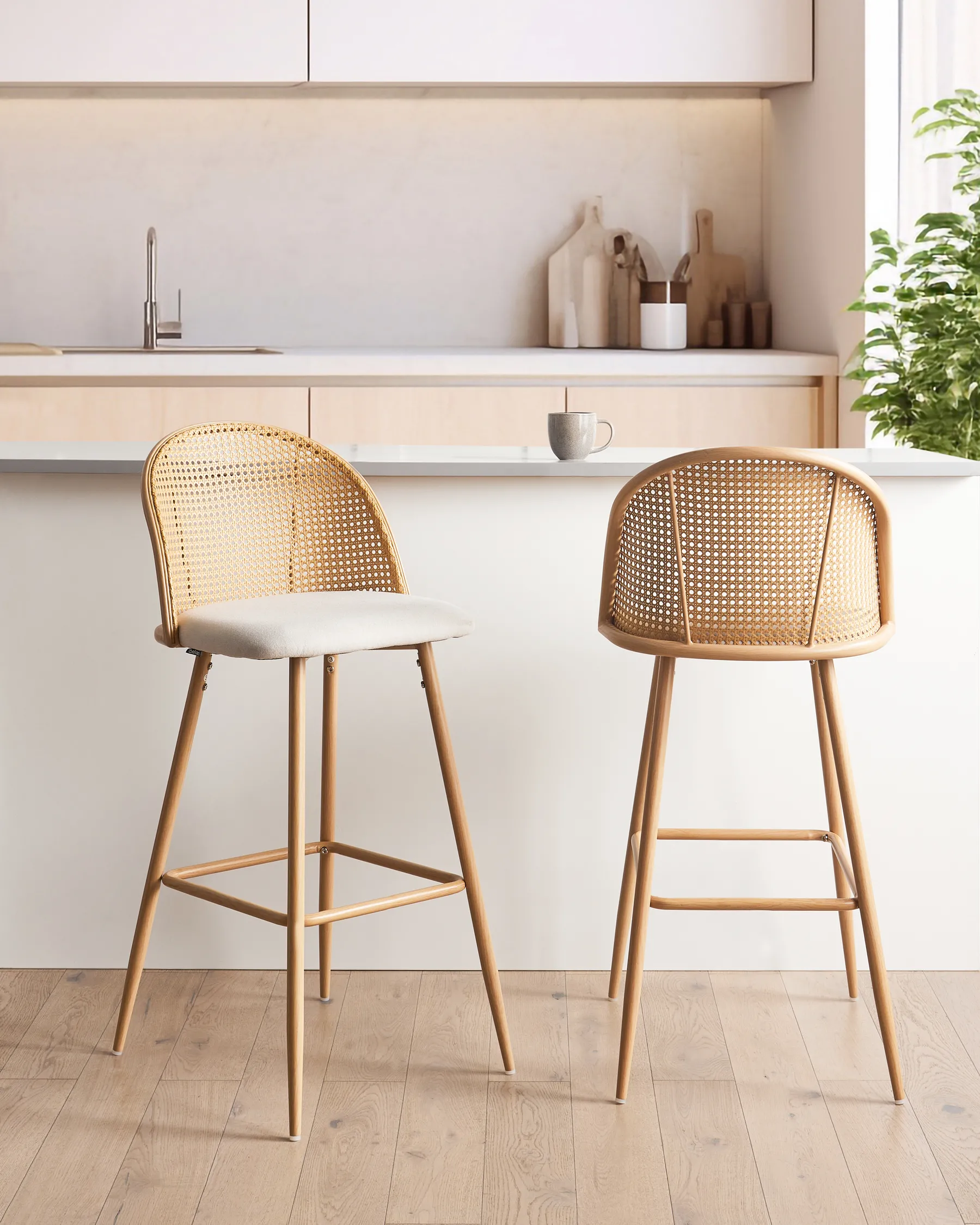 Set of 2 Bar Chairs CORNELL Metal Light Brown_951894