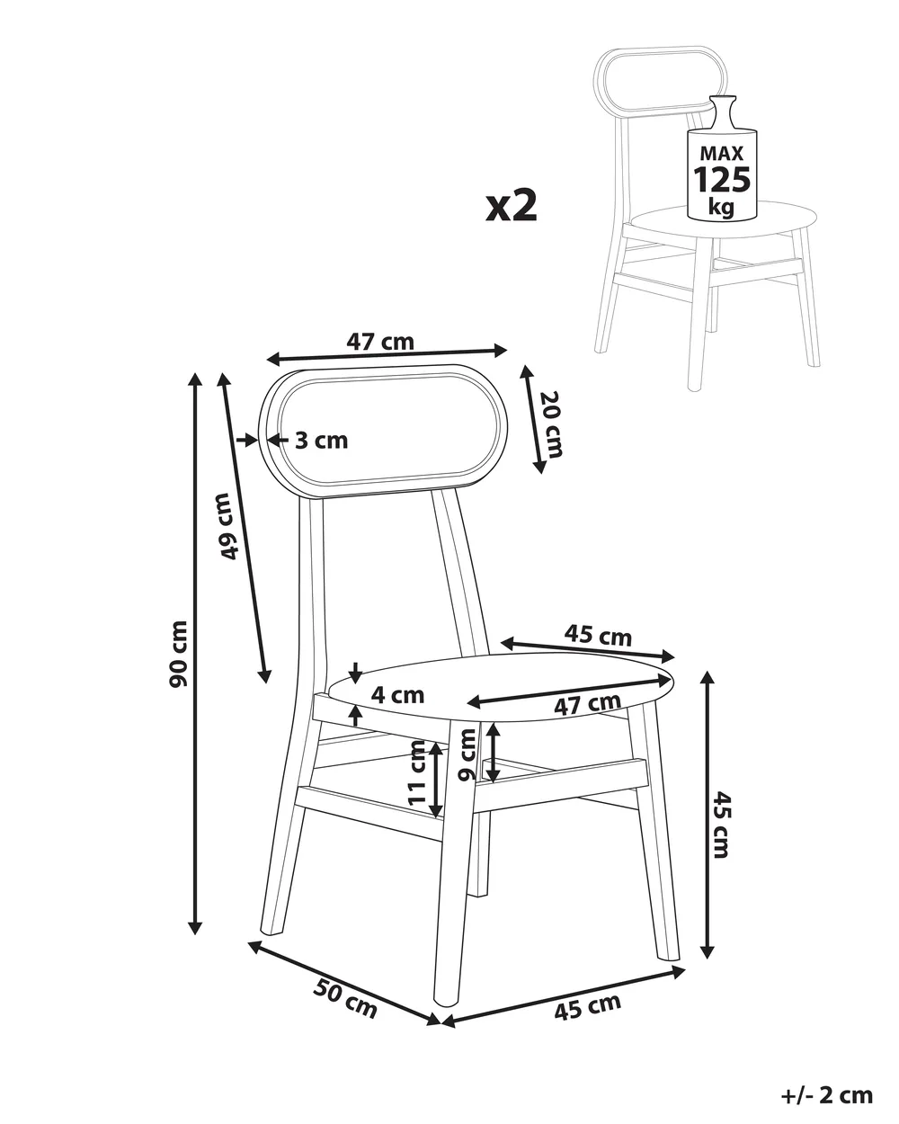 Set med 2 matstolar FALLON Trä Ljusbrun/ Ljusgrå_985711