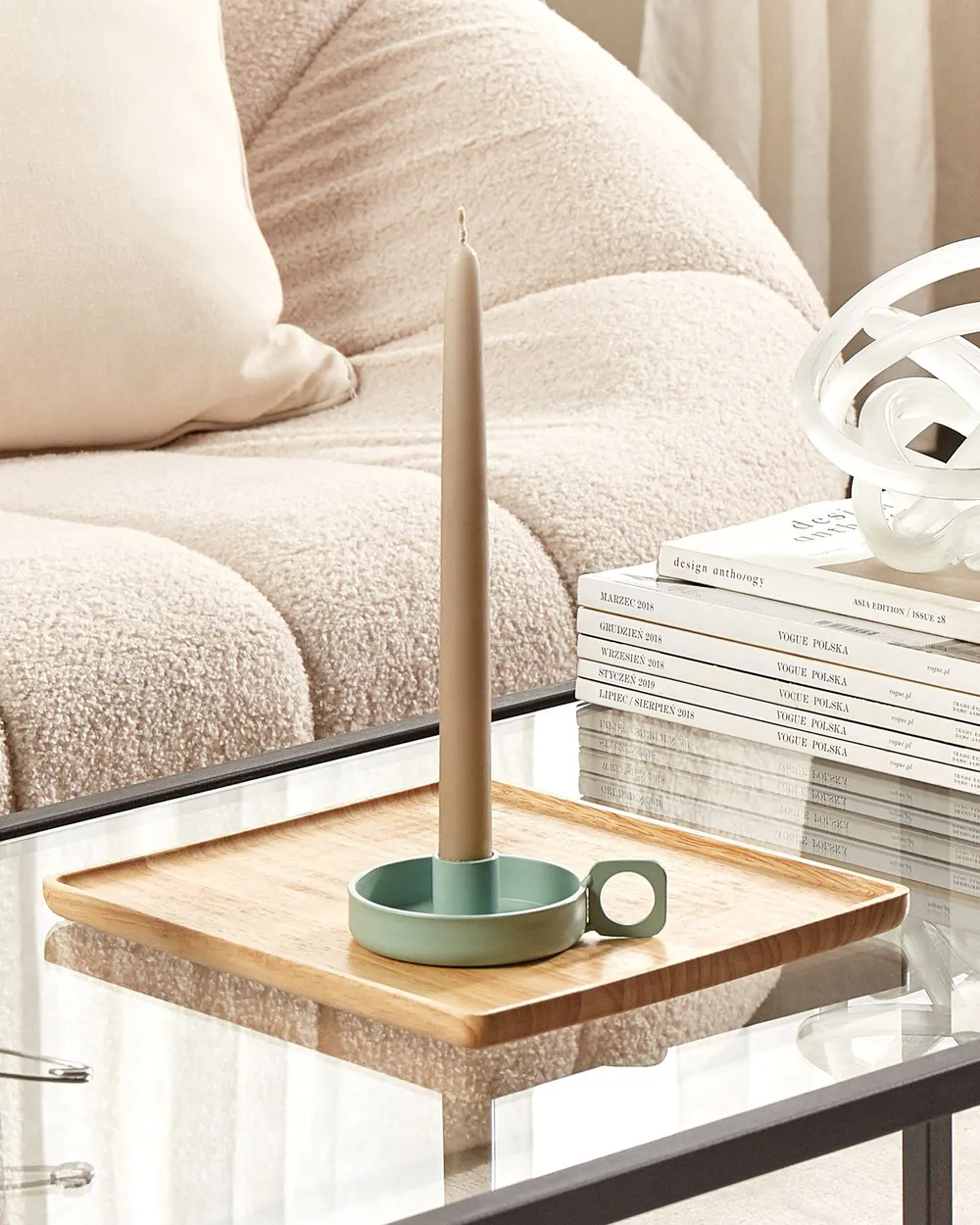 Candle Holder CHORIO 4 cm Metal Mint Green