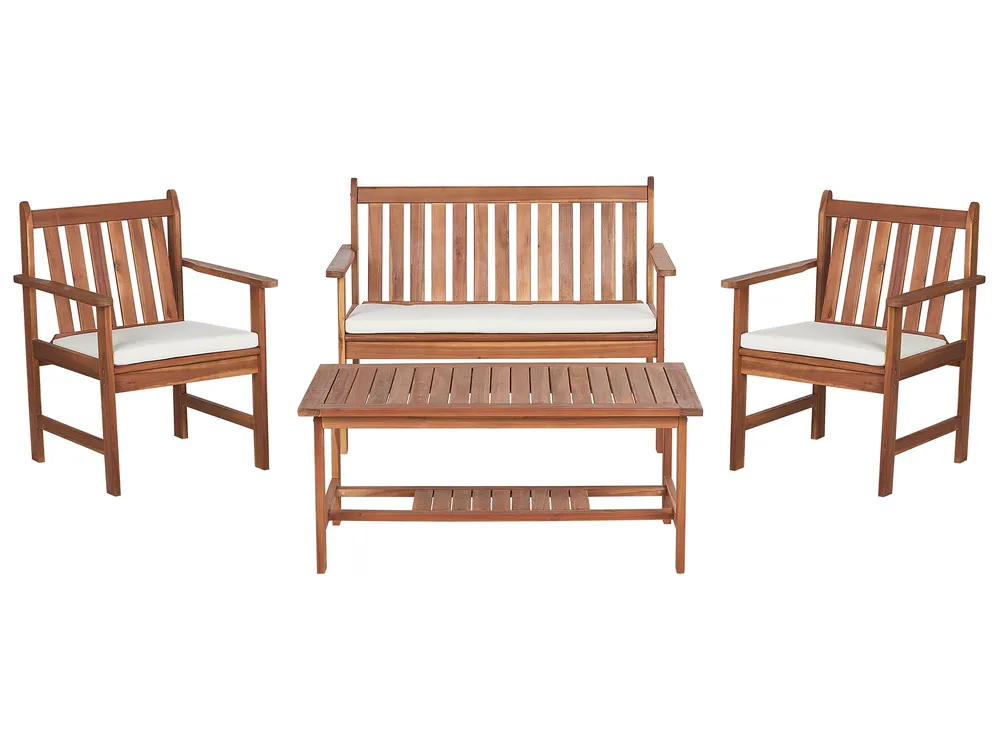Garden Lounge Set with Table 4 Seater ALTIDONA Acacia Wood Off-White