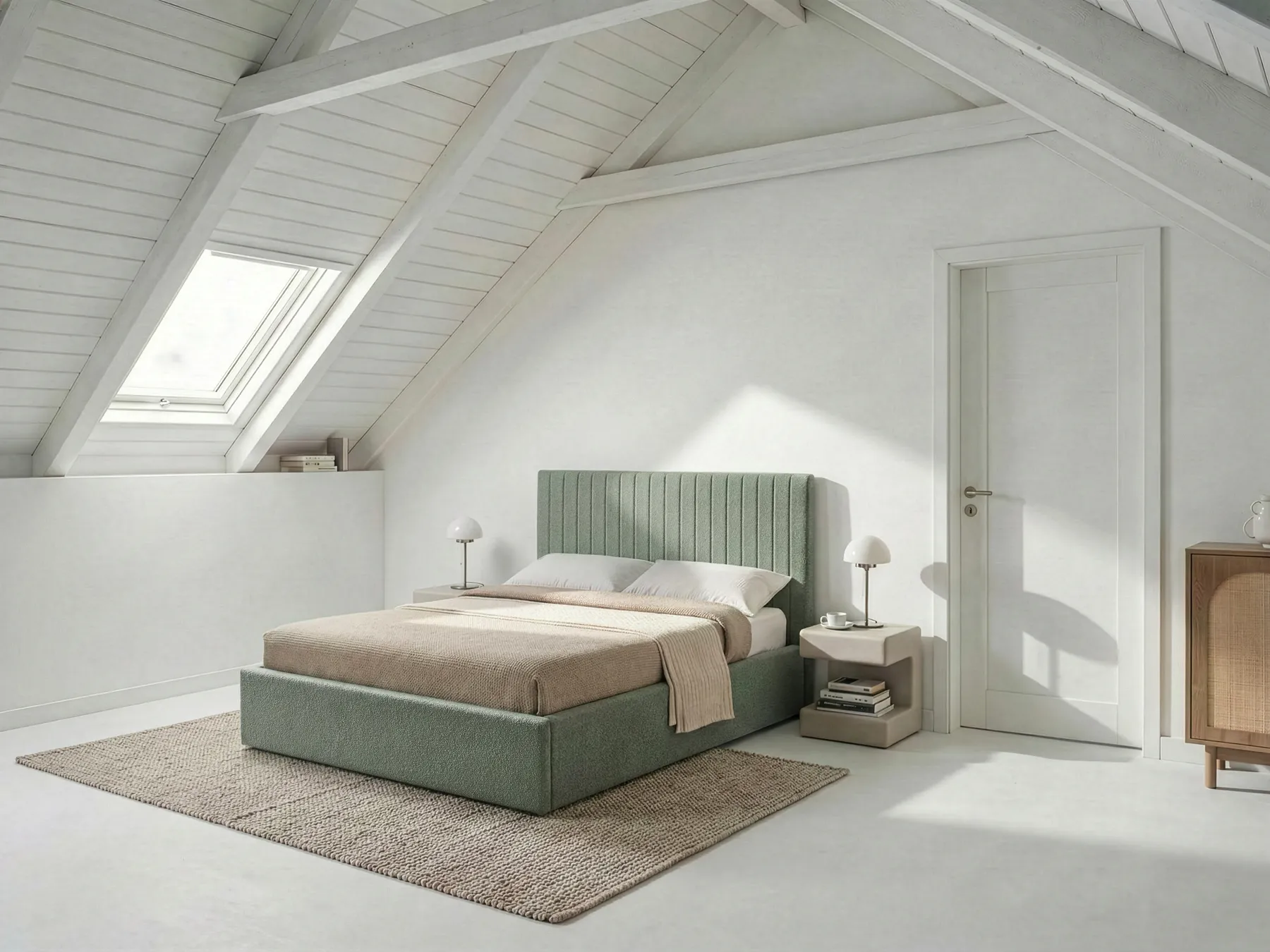Ottoman Bed VION Boucle Green 140 x 200 cm (EU Double)_1042743