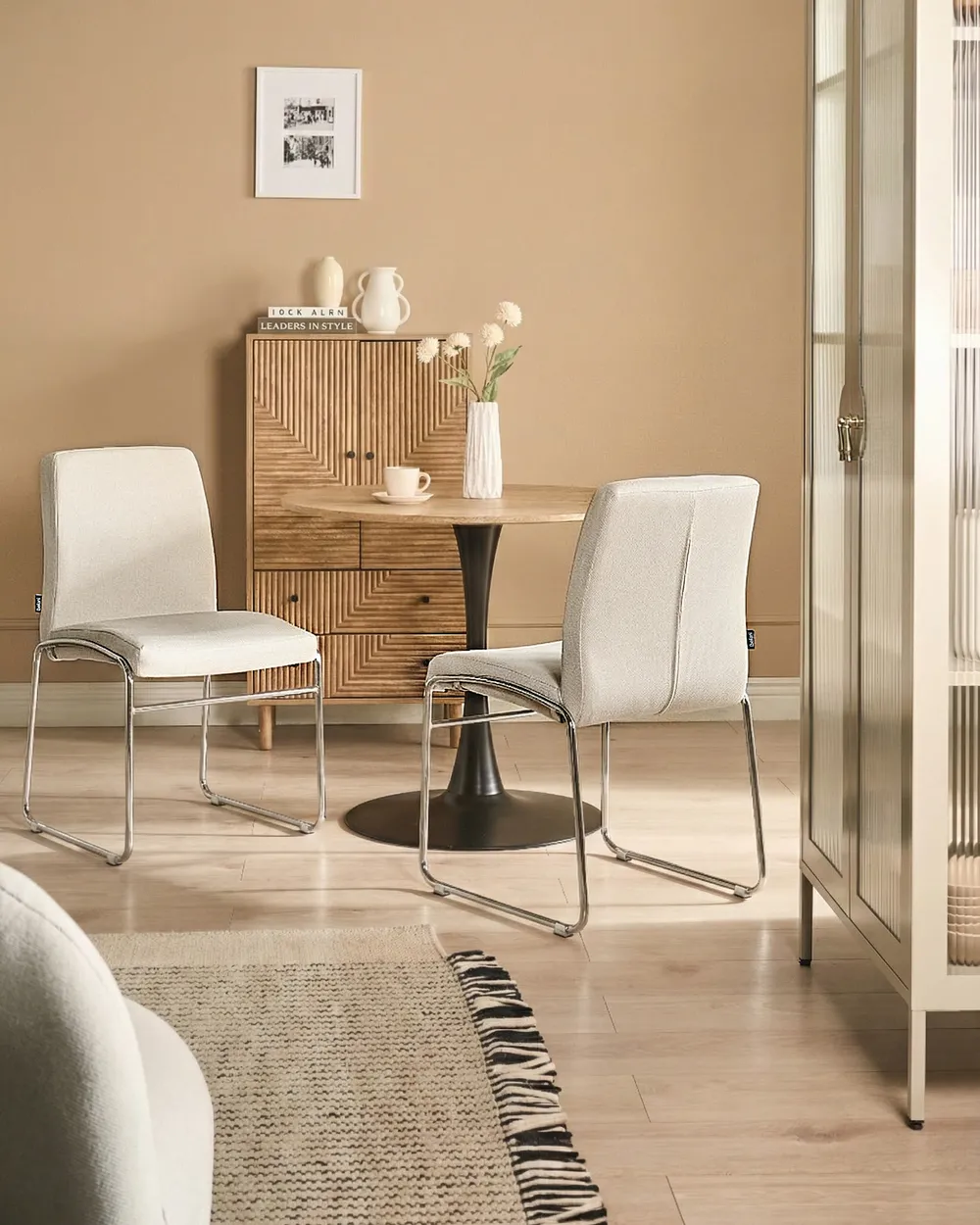 Set of 2 Dining Chairs LECCO Fabric Light Beige