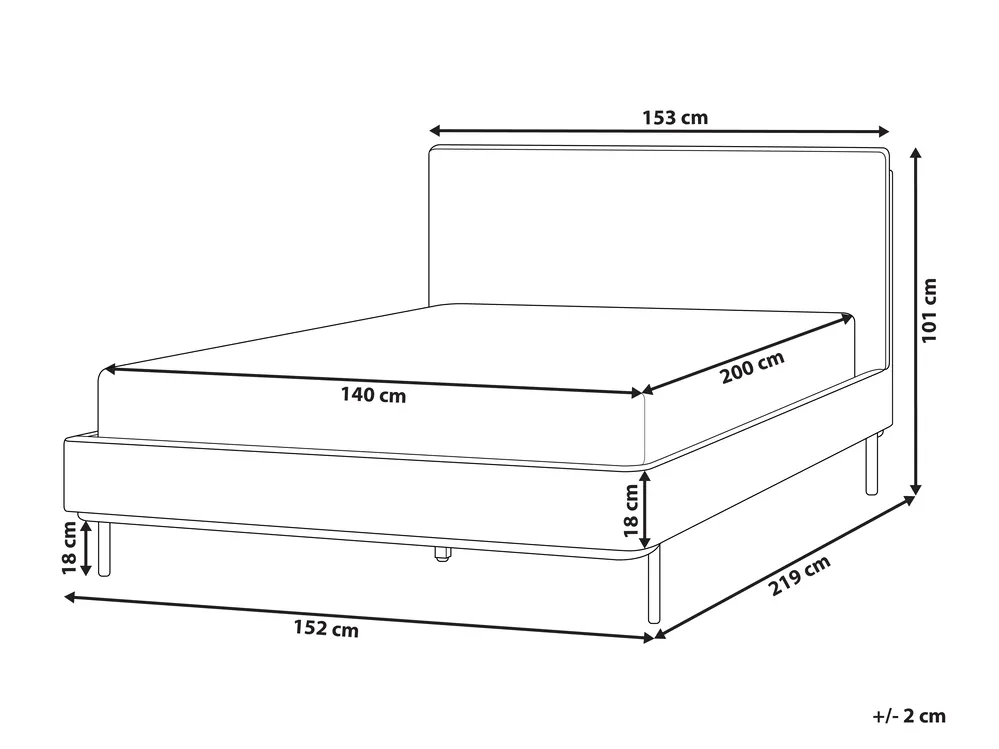 Bed Fabric CORIO 140 x 200 cm (EU Double) Light Grey_903175