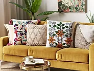 Set of 2 Decorative Cushions VELLORE 50 x 50 cm Cotton Multicolour Floral Pattern_1182681