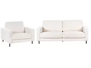 Living Room Set 4 Seater SAVALEN Boucle White_964481