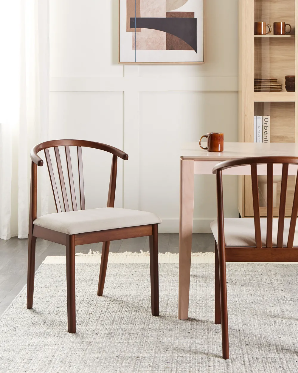 Set of 2 Dining Chairs CRAIG Wood Dark Brown/ Beige