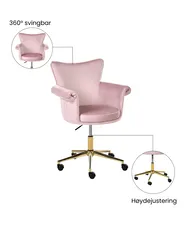 Kontorstol VELENCIA Fløyel Pastellrosa_1065148