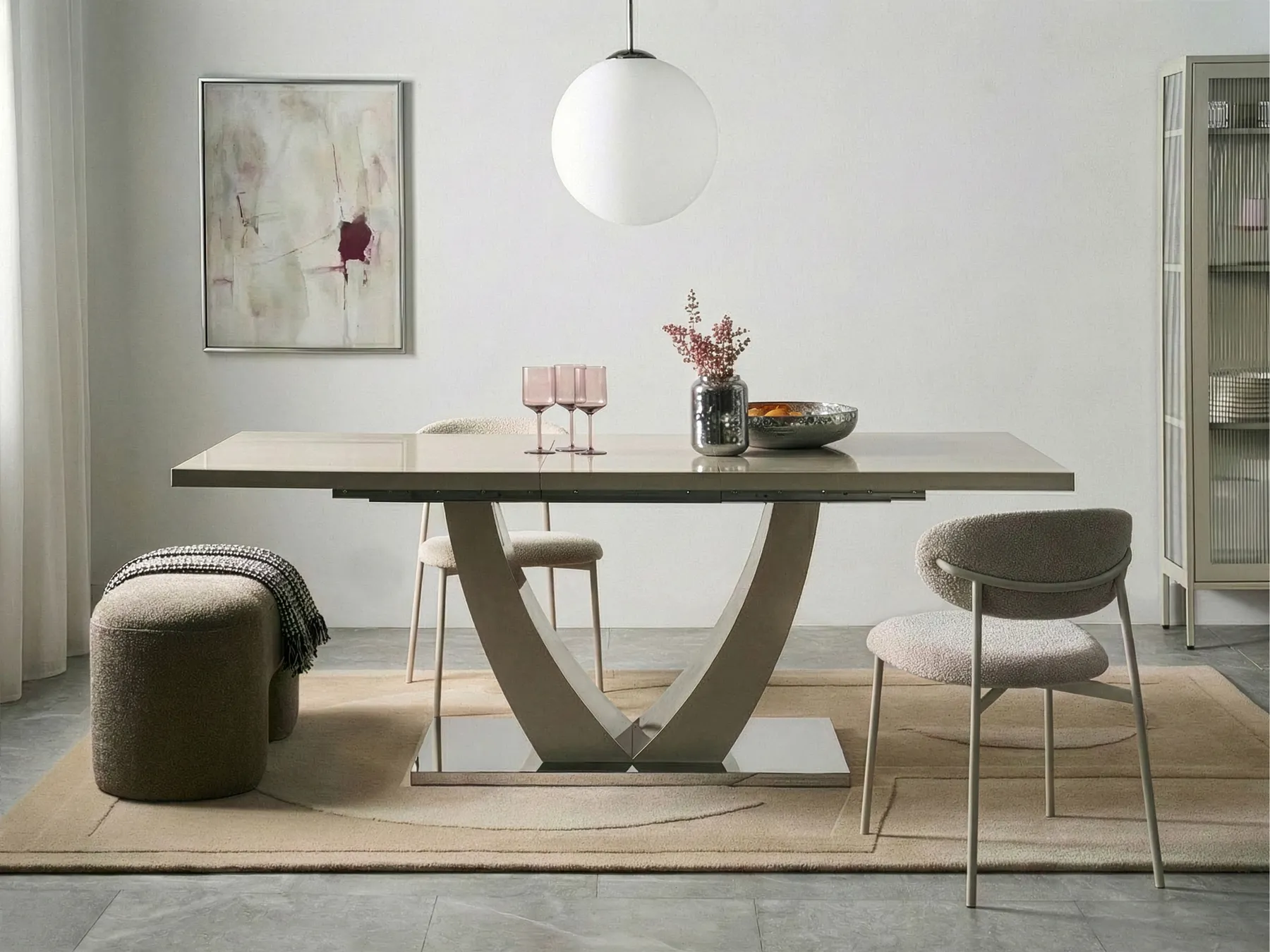 Förlängningsbart matbord MERRAN Ljusbeige 160/200 cm 90 cm_1043771