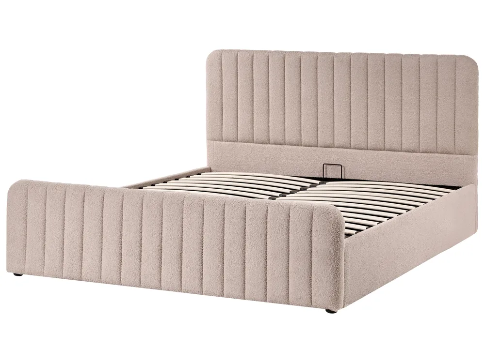 Ottoman Bed LUNAN Boucle Beige 160 x 200 cm (EU King Size)_1048449