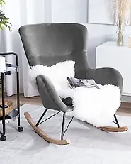 Rocking Chair ELLAN Velvet Dark Grey_1182852