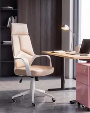 Office Chair DELIGHT Faux Leather Peach Pink_1077267