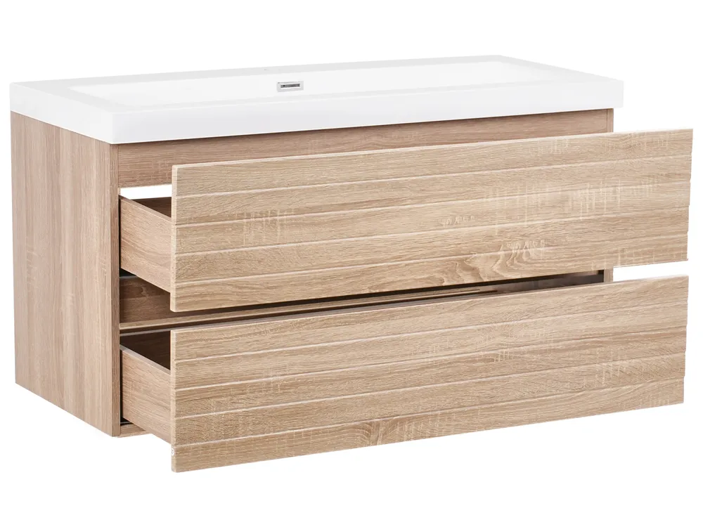 Wall Mounted Vanity Unit with Basin URUCU Light Brown_1005370
