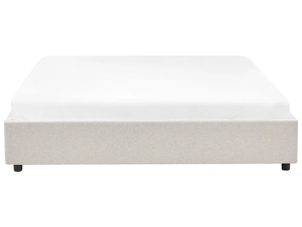 Bed with Storage Drawers without Headboard PRADES Fabric Light Beige 180 x 200 cm (EU Super King)_996151