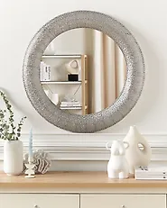 Väggspegel CHANNAY 80 cm 80 cm Metall Silver_1176368