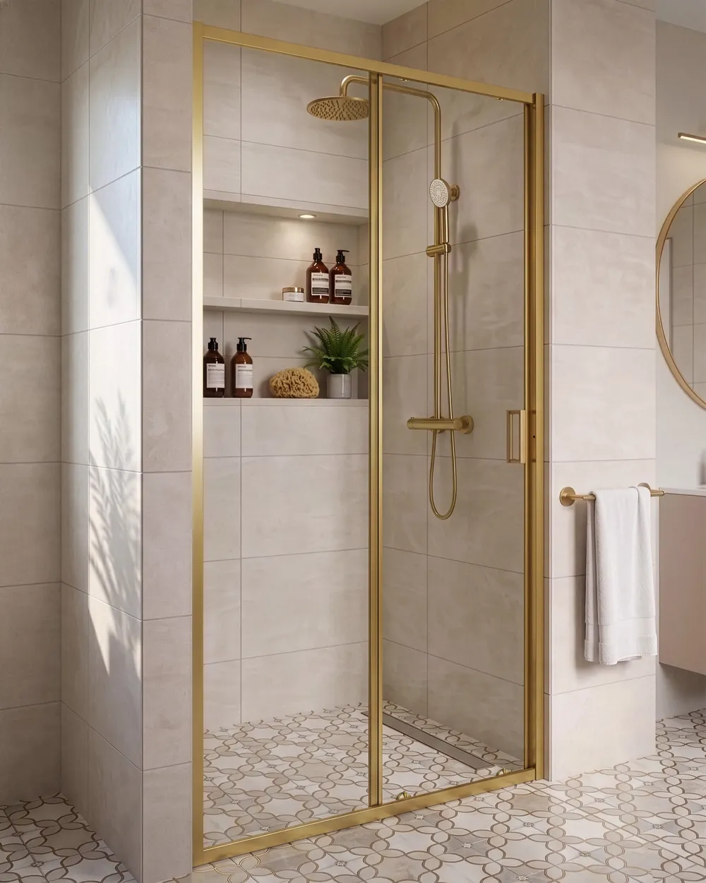 Sliding Shower Door YAURI 1200 x 1900 mm Gold_1114695