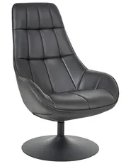 Swivel Armchair MARSTRAND Faux Leather Black_1129622