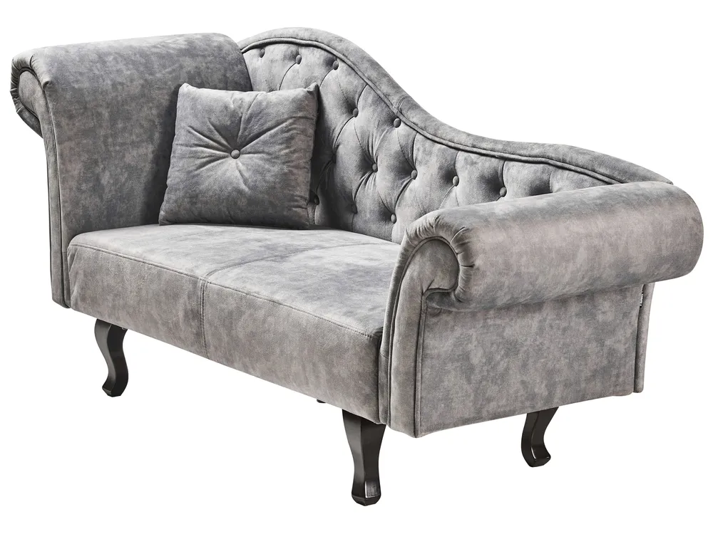 Left-Hand Chaise Longue LATTES II Velvet Grey_1037783
