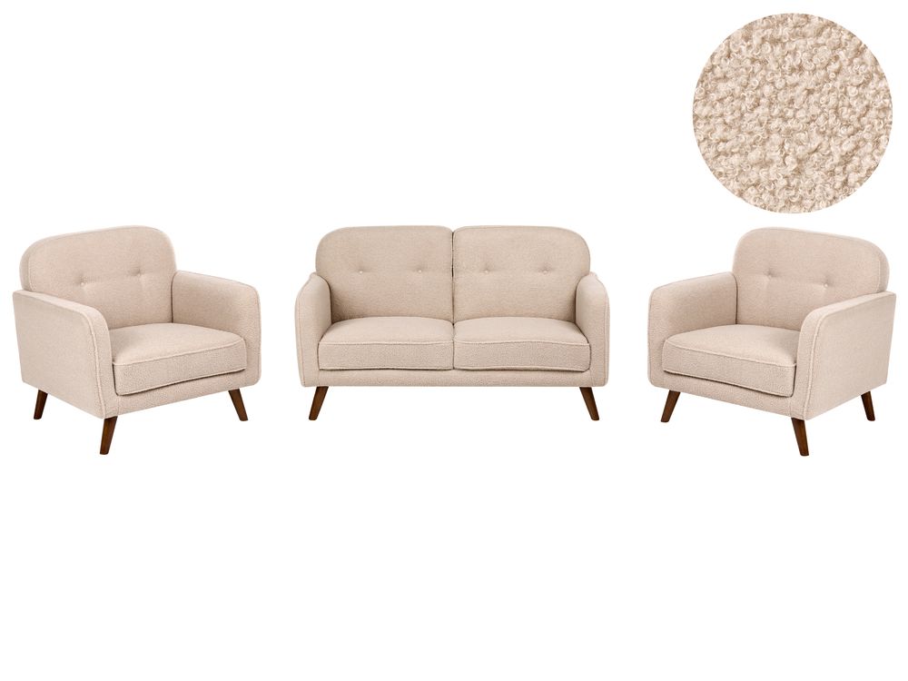 Living Room Set 4 Seater ETTRUM Boucle Beige