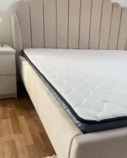 Sänky Sametti AMBILLOU 180 x 200 cm Vaaleanbeige_920594