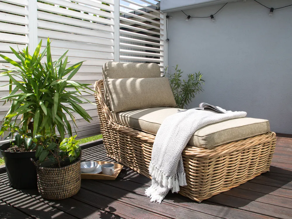 Sun Lounger with Cushion BELSITO Rattan Natural_928030
