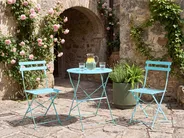 Bistro Set Folding FIORI Metal Turquoise_1145509