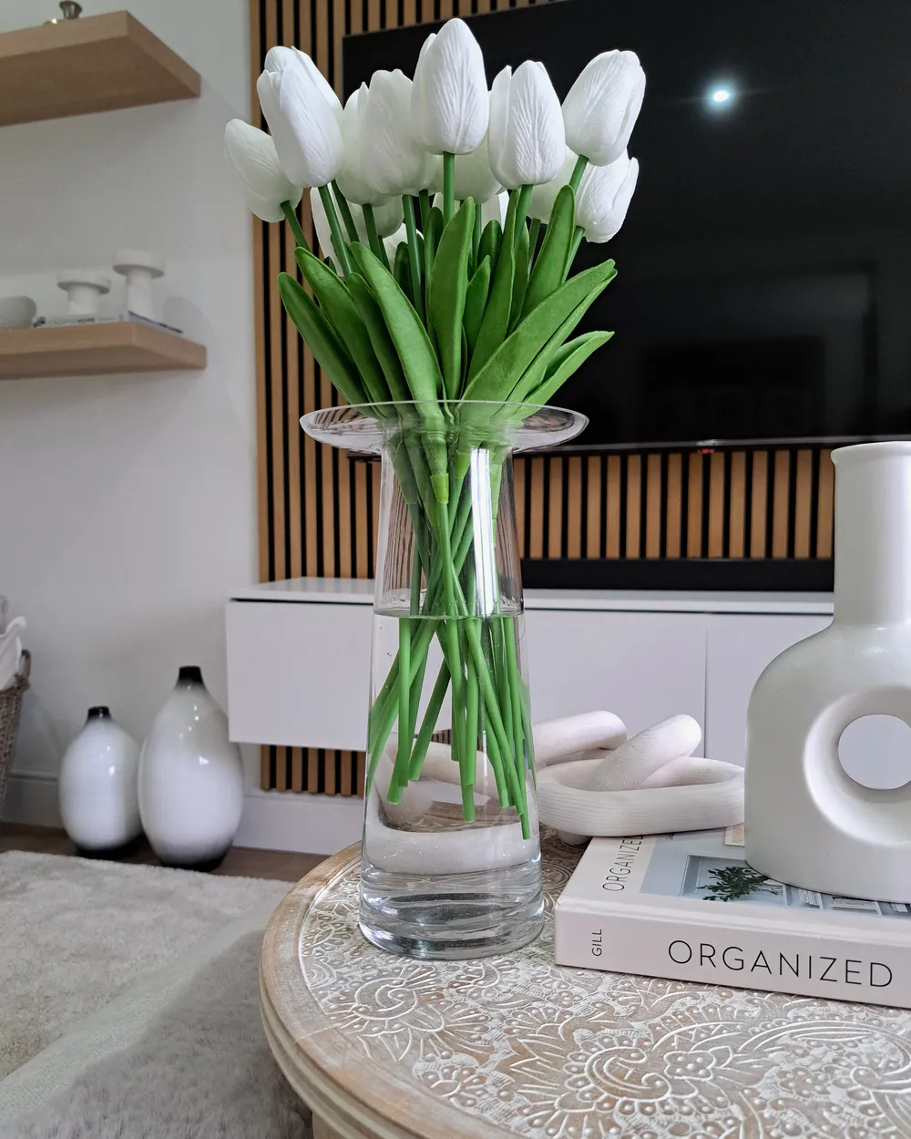 Decorative Vase BAEZA 46 cm Ceramic White_973120