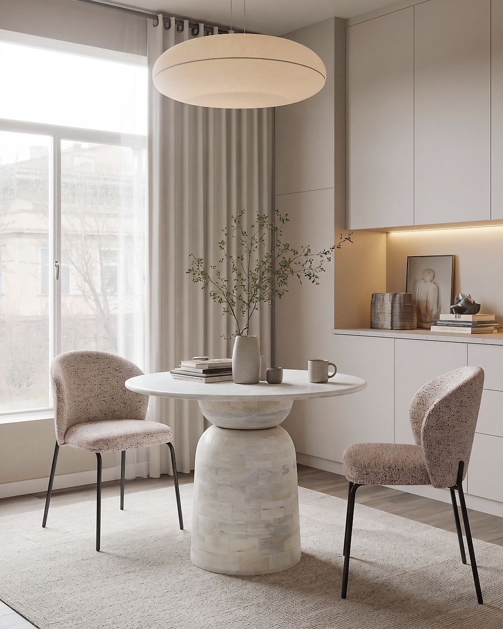 Ruokatuolisetti 2 kpl VIDETTE Kangas Beige