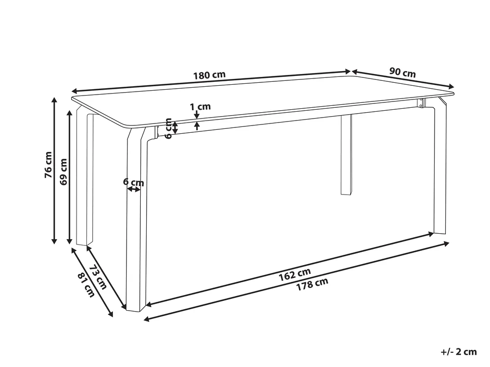 Konferensbord FELETTO 90 cm 180 cm Sten Svart marmor_1078809