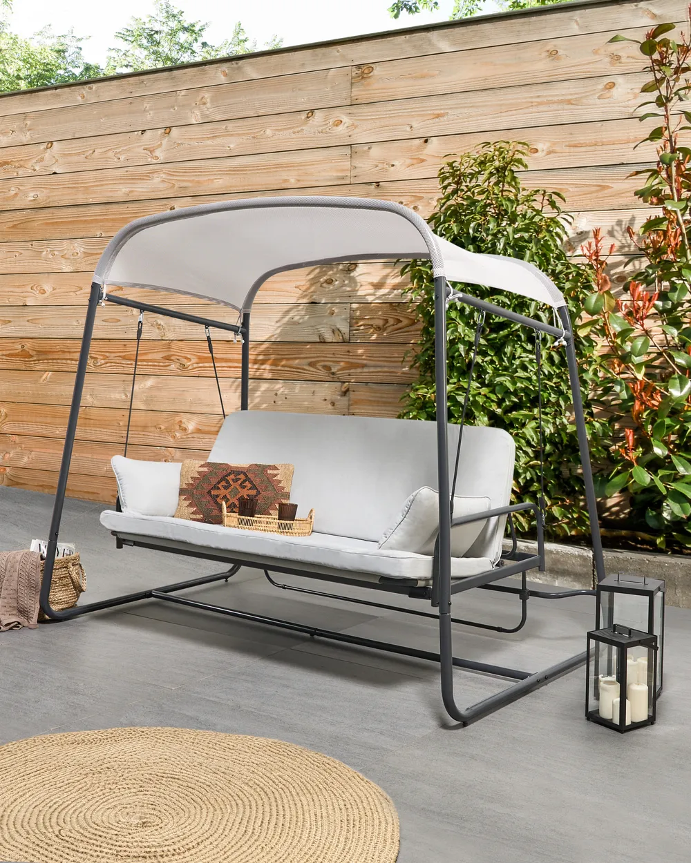Patio Swing MARSCIANO Metal Light Grey