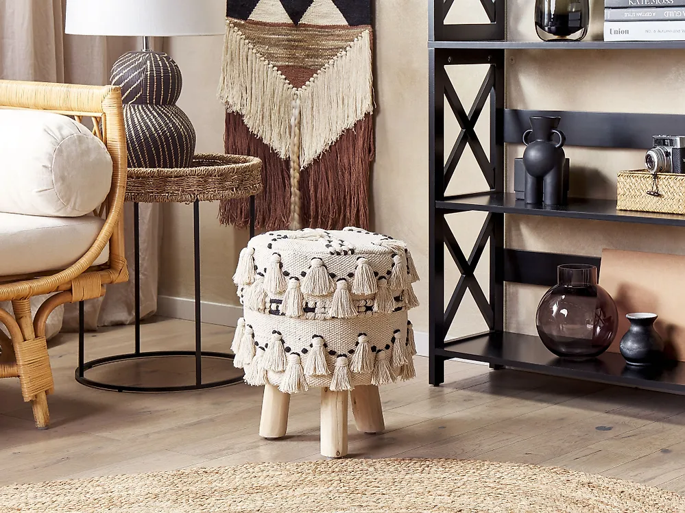 Footstool THONDI Cotton Beige_1177653