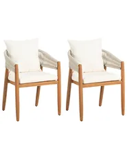 Set of 2 Garden Chairs MARZAMEMI Acacia Wood White_1124980